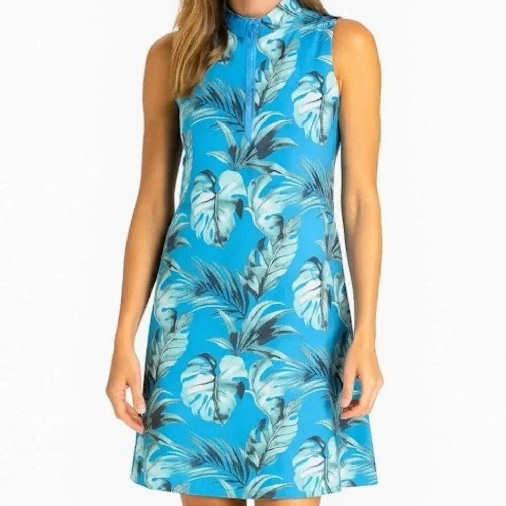 TOMMY BAHAMA Turquoise Leaf Sleeveless Golf Tennis Dress Medium